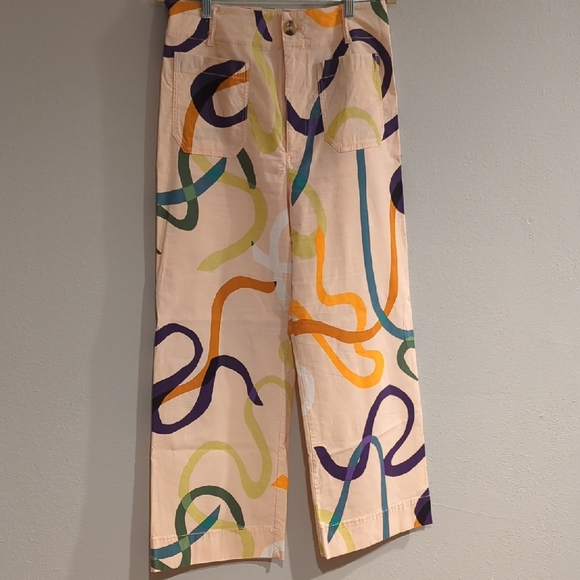 Anthropologie Pants - Anthropologie Wide-Leg Pants in Peach with Multicolor Swirl Print
